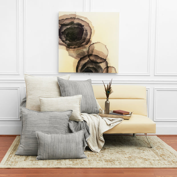woven tan and grey decorative pillow collection