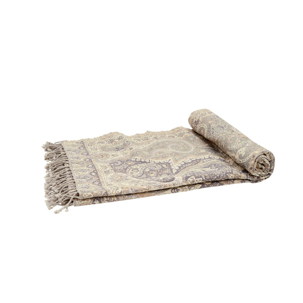 natural throw featuring a paisley pattern
