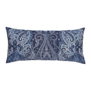 navy decorative pillow with paisley design