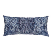 navy decorative pillow with paisley design