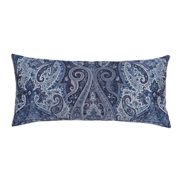 navy decorative pillow with paisley design