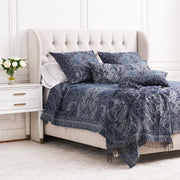 blue paisley bedding and matching pillows and shams