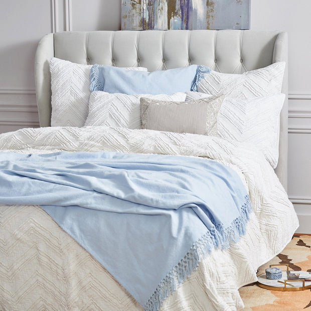 candlewick king sham styled on a bed