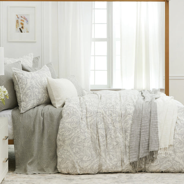 carolina duvet cover with a gray and white damask print