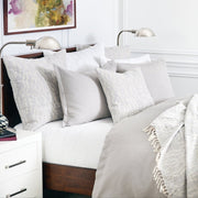 pearl gray and white layered duvets