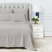 Lida bed coverlet in gray.