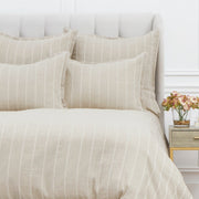 tan striped duvet cover